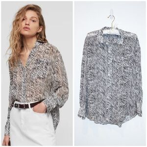 All Saints Bernie Zed Zebra Print Sheer Shirt